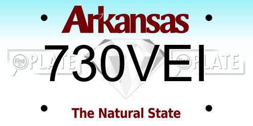 730VEI Arkansas License Plate