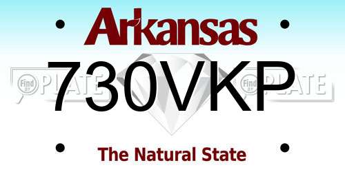 730VKP Arkansas License Plate