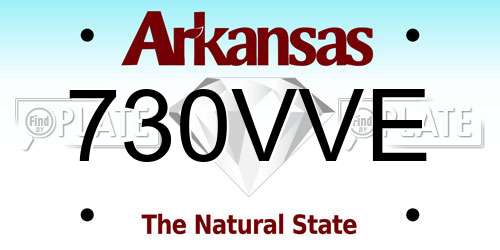 730VVE Arkansas License Plate