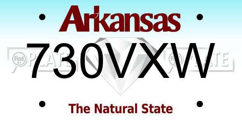 730VXW Arkansas License Plate