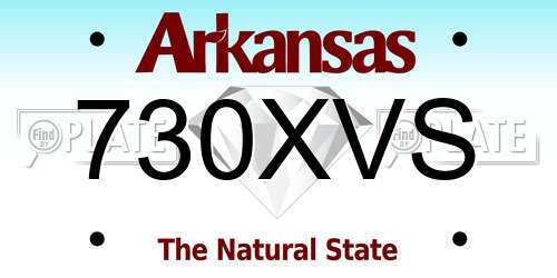 730XVS Arkansas License Plate