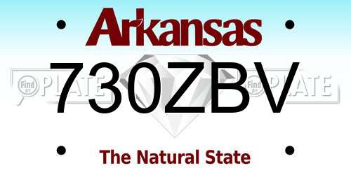 730ZBV Arkansas License Plate