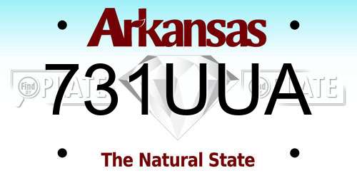 731UUA Arkansas License Plate