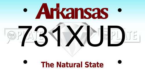 731XUD Arkansas License Plate