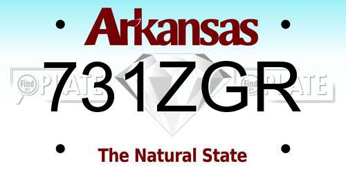 731ZGR Arkansas License Plate
