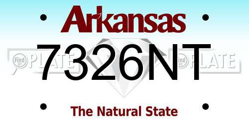 7326NT Arkansas License Plate