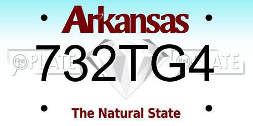732TG4 Arkansas License Plate