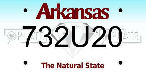 732U20 Arkansas License Plate
