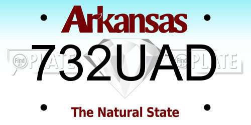 732UAD Arkansas License Plate