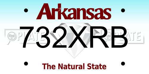 732XRB Arkansas License Plate