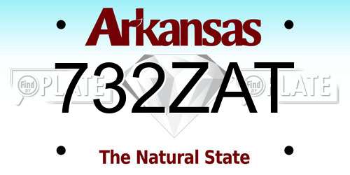 732ZAT Arkansas License Plate
