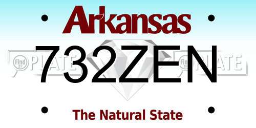 732ZEN Arkansas License Plate