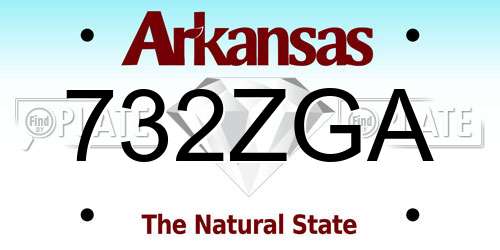 732ZGA Arkansas License Plate