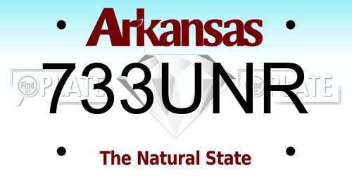 733UNR Arkansas License Plate