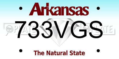 733VGS Arkansas License Plate