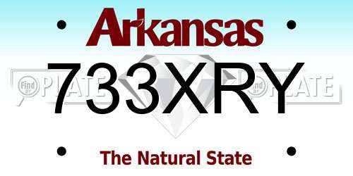 733XRY Arkansas License Plate