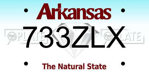 733ZLX Arkansas License Plate
