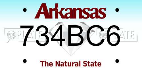 734BC6 Arkansas License Plate
