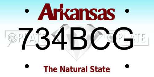 734BCG Arkansas License Plate
