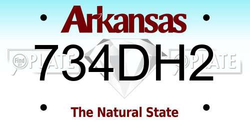 734DH2 Arkansas License Plate