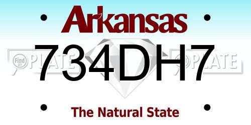 734DH7 Arkansas License Plate