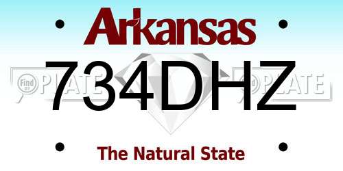 734DHZ Arkansas License Plate