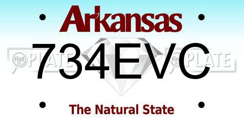 734EVC Arkansas License Plate