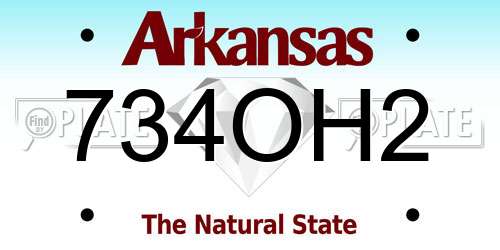 734OH2 Arkansas License Plate