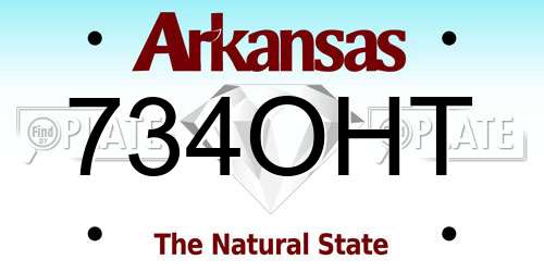 734OHT Arkansas License Plate