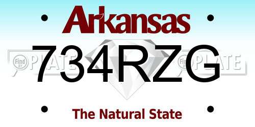 734RZG Arkansas License Plate