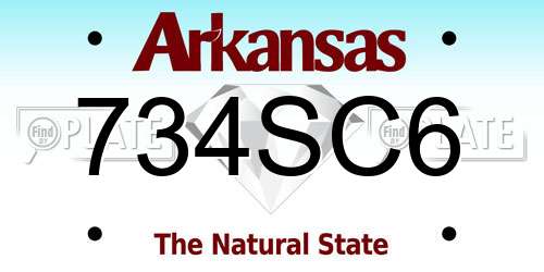 734SC6 Arkansas License Plate