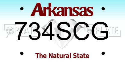 734SCG Arkansas License Plate