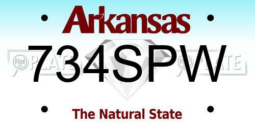 734SPW Arkansas License Plate