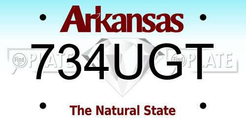 734UGT Arkansas License Plate