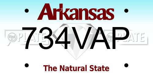 734VAP Arkansas License Plate