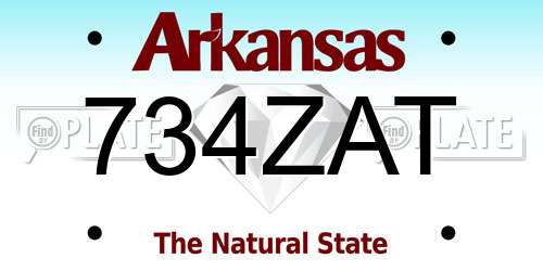 734ZAT Arkansas License Plate