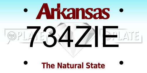 734ZIE Arkansas License Plate