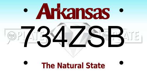 734ZSB Arkansas License Plate