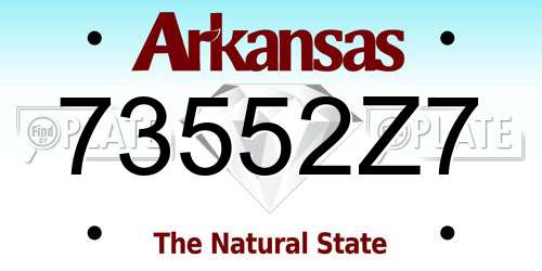 73552Z7 Arkansas License Plate