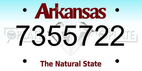 7355722 Arkansas License Plate