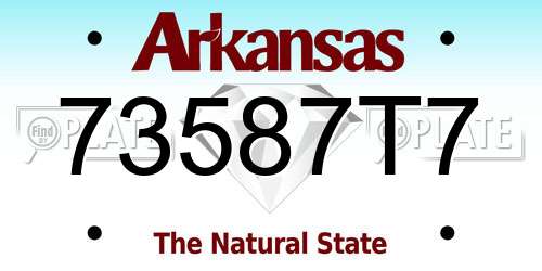 73587T7 Arkansas License Plate