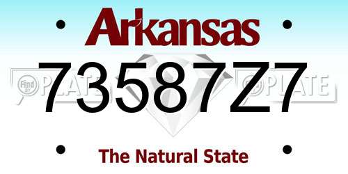 73587Z7 Arkansas License Plate