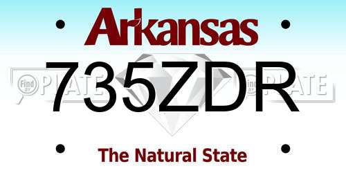 735ZDR Arkansas License Plate