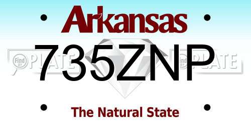 735ZNP Arkansas License Plate