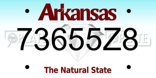73655Z8 Arkansas License Plate