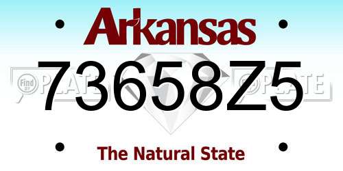 73658Z5 Arkansas License Plate