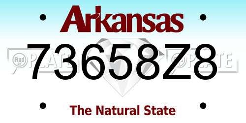 73658Z8 Arkansas License Plate