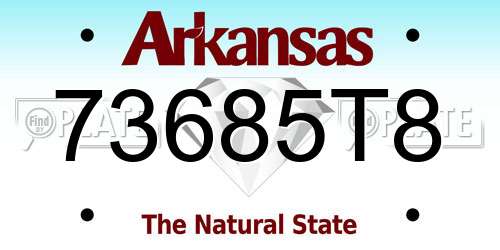 73685T8 Arkansas License Plate