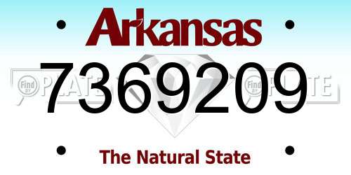 7369209 Arkansas License Plate