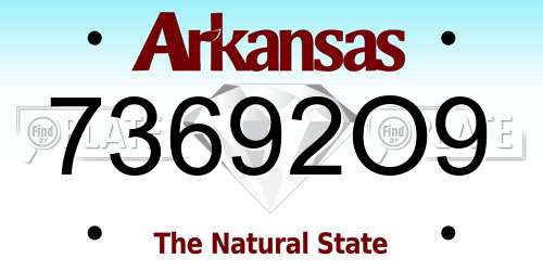 73692O9 Arkansas License Plate